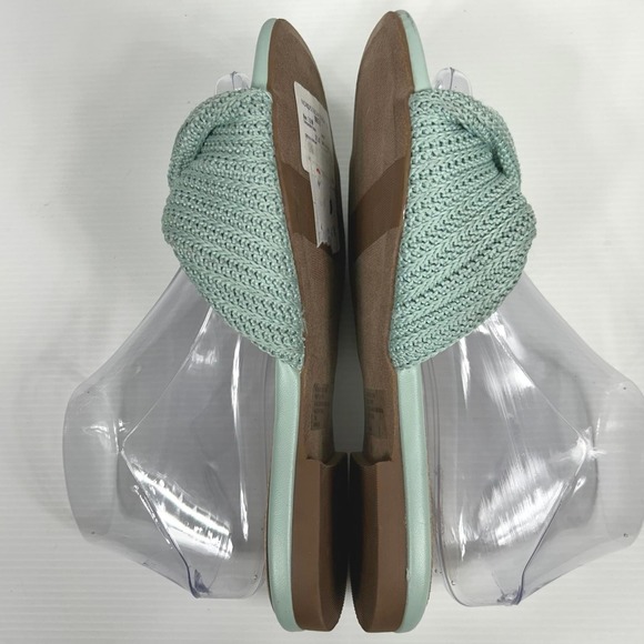 Nordstrom Size 7.5 Mint Green Knotted Slide Beachy Flat Sandals Womens - Picture 8 of 9